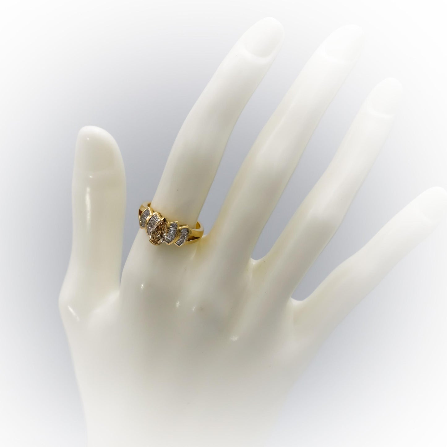 18k Yellow Gold VS Diamond Cocktail Ring 1.29CT w/ 0.94CT Center Size 6