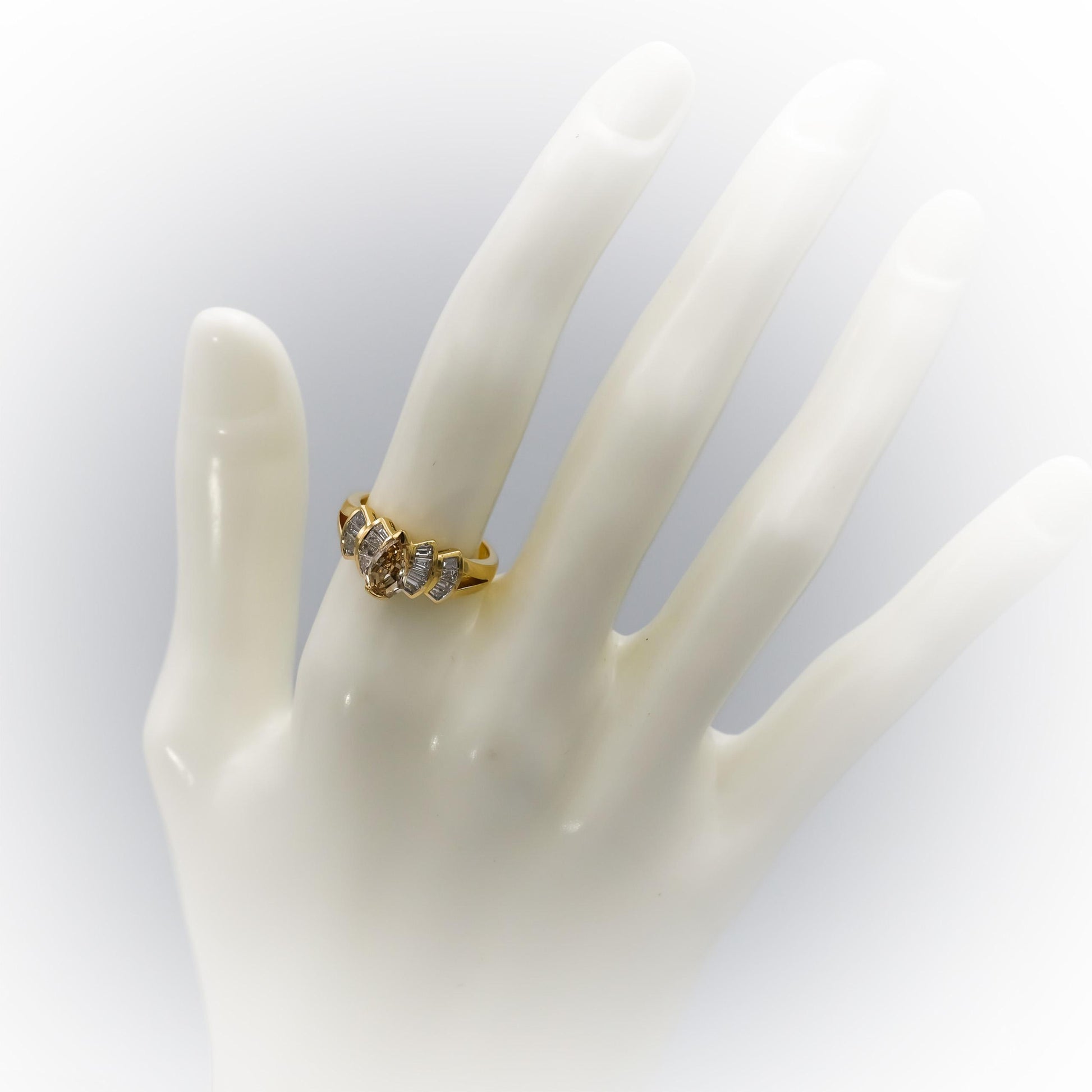 18k Yellow Gold VS Diamond Cocktail Ring 1.29CT w/ 0.94CT Center Size 6