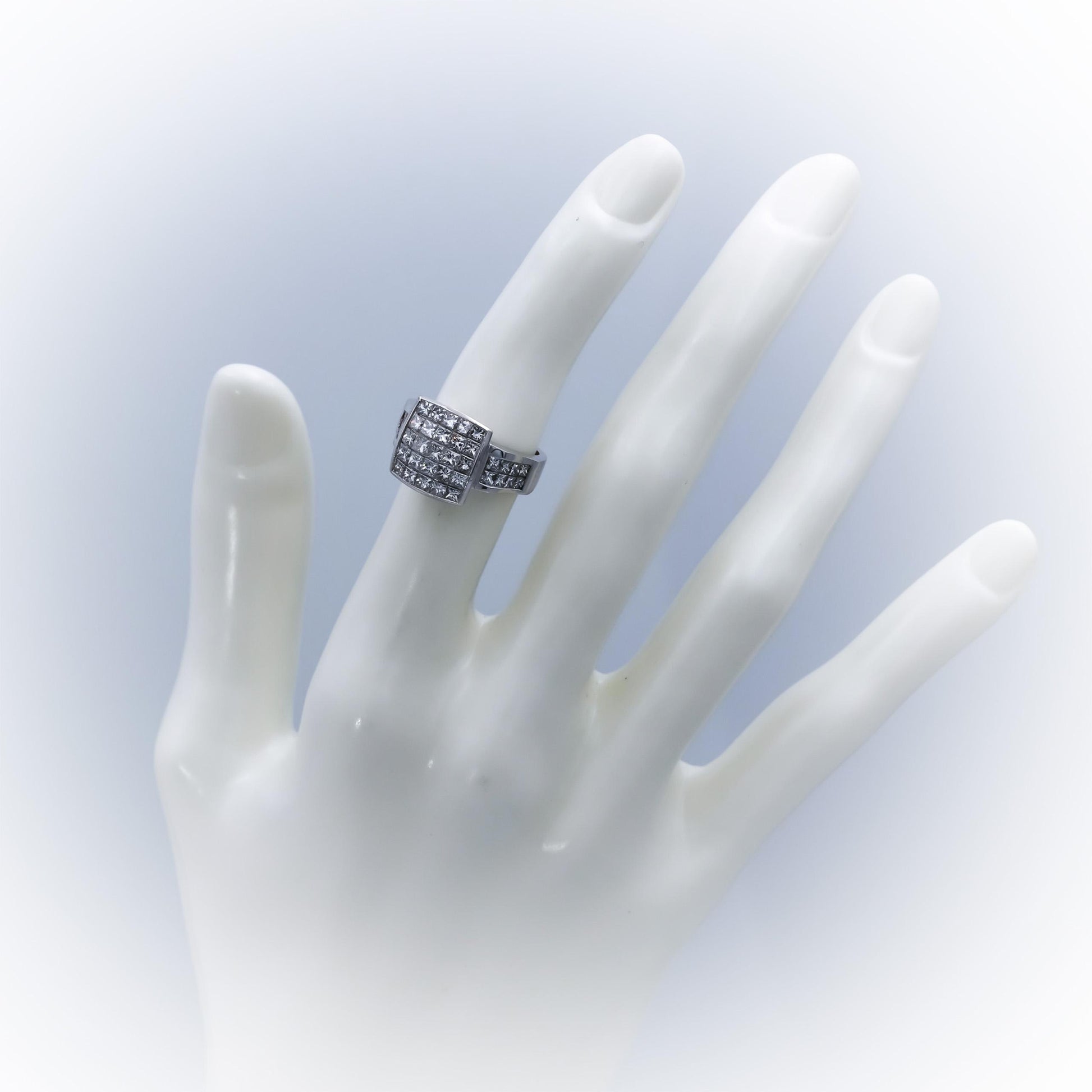 18k White Gold VS Princess Cut Diamond Cocktail Ring 2.50CT Size 5.5