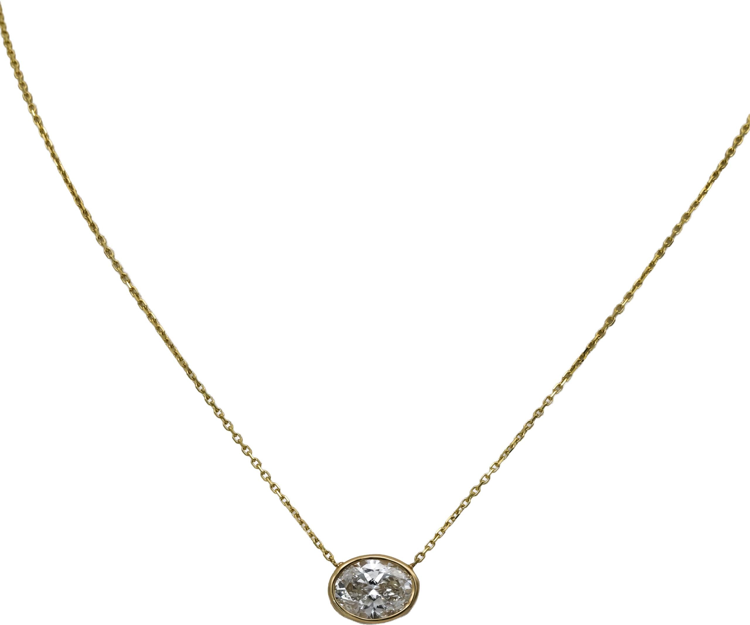 IGI 14k Yellow Gold VS1/E Oval Cut Lab-Grown Diamond Pendant Necklace 2.43CT