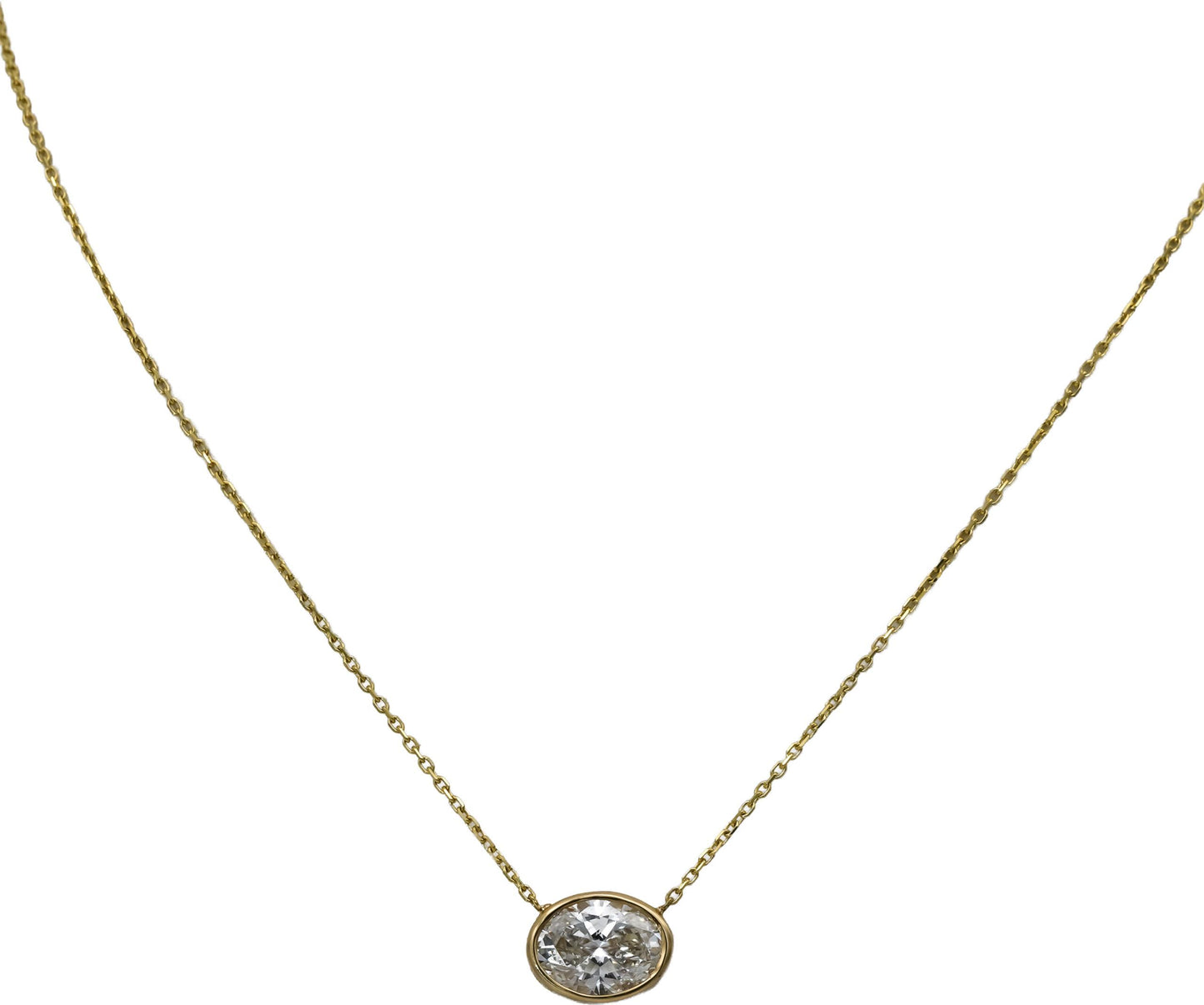 IGI 14k Yellow Gold VS1/E Oval Cut Lab-Grown Diamond Pendant Necklace 2.43CT
