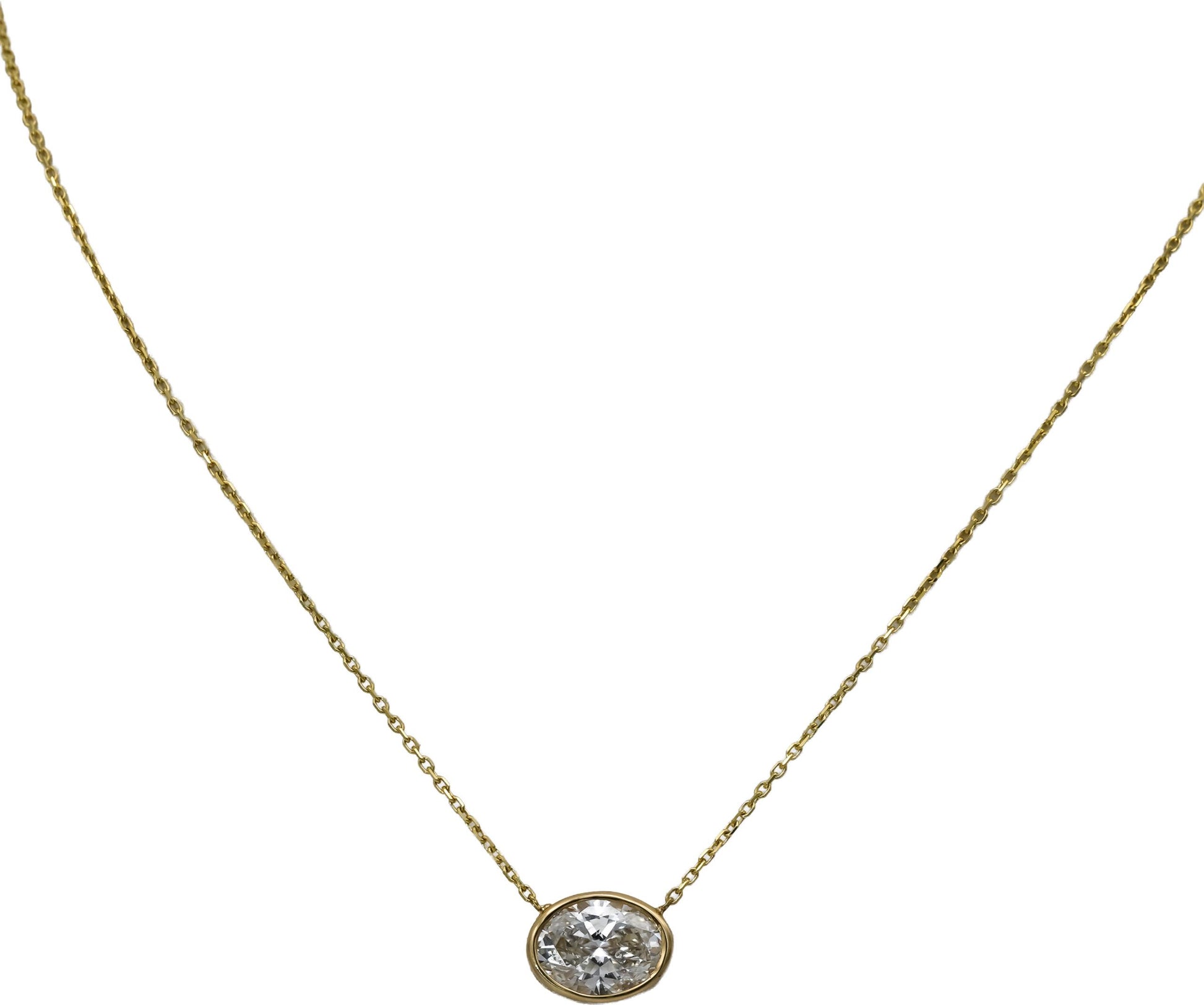 IGI 14k Yellow Gold VS1/E Oval Cut Lab-Grown Diamond Pendant Necklace 2.43CT