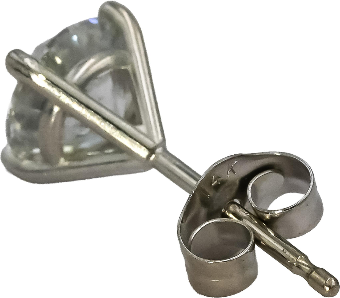 14k White Gold Round Diamond Martini Setting Stud Earrings 1.56CT