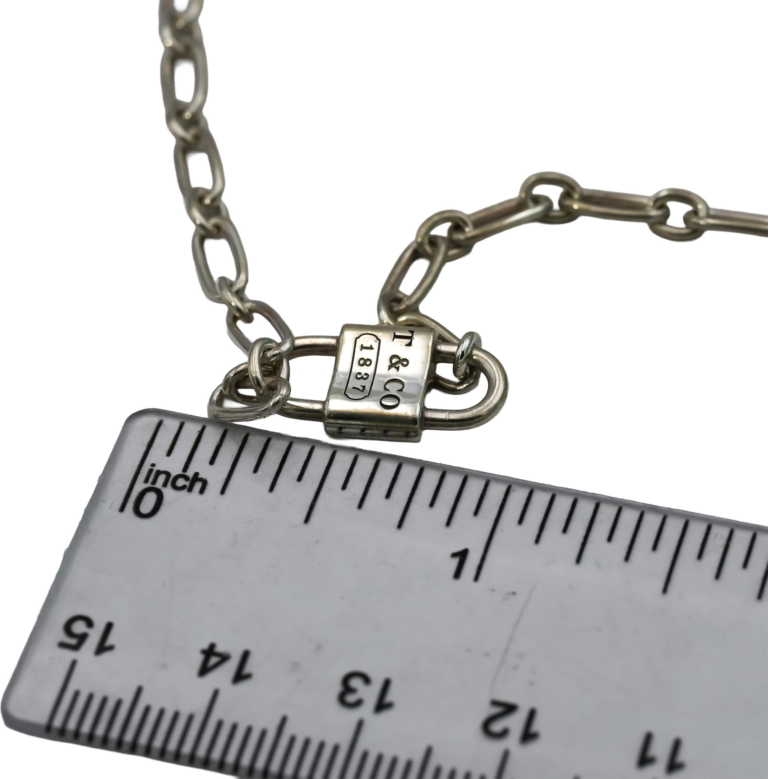 TIFFANY & CO. Sterling Silver 1837 Padlock Charm Necklace w/ Box 800.00 Retail