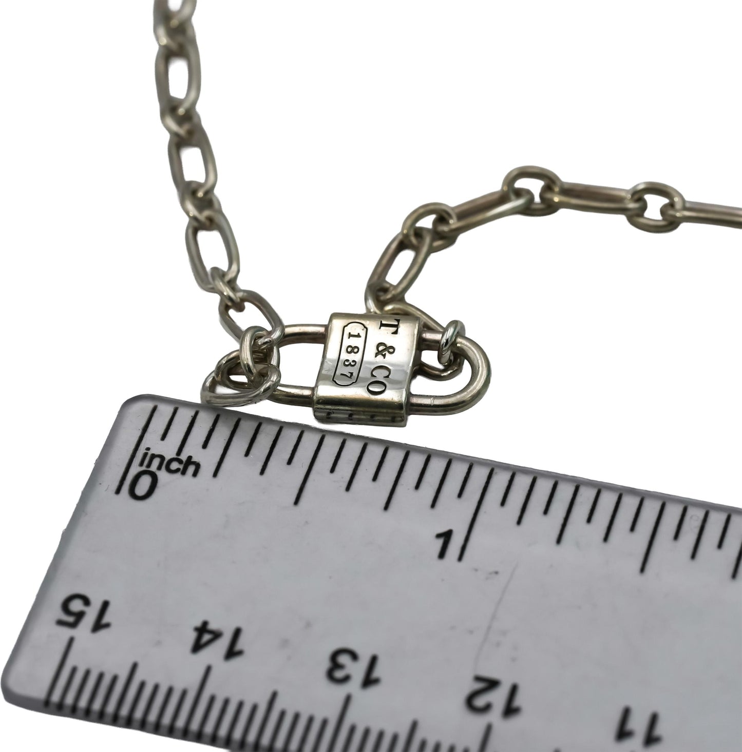 TIFFANY & CO. Sterling Silver 1837 Padlock Charm Necklace w/ Box 800.00 Retail
