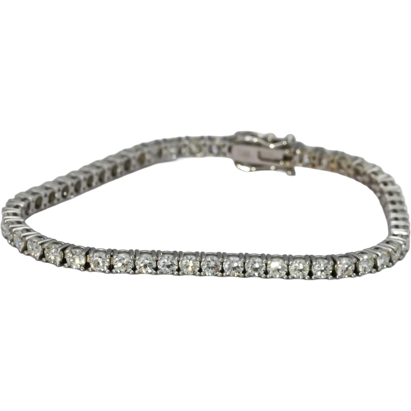 14k White Gold VS Round Diamond Tennis Necklace 5.07CT 203 Pieces