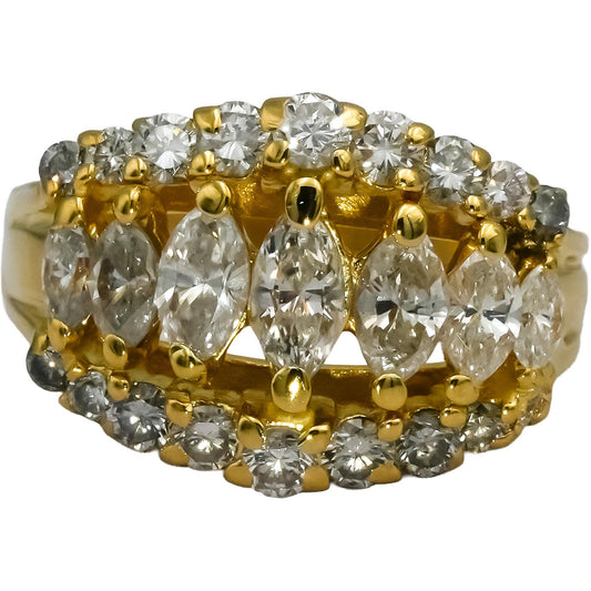 10k Yellow Gold Oval and Round Diamond Cocktail Ring 2.0CT Size 8