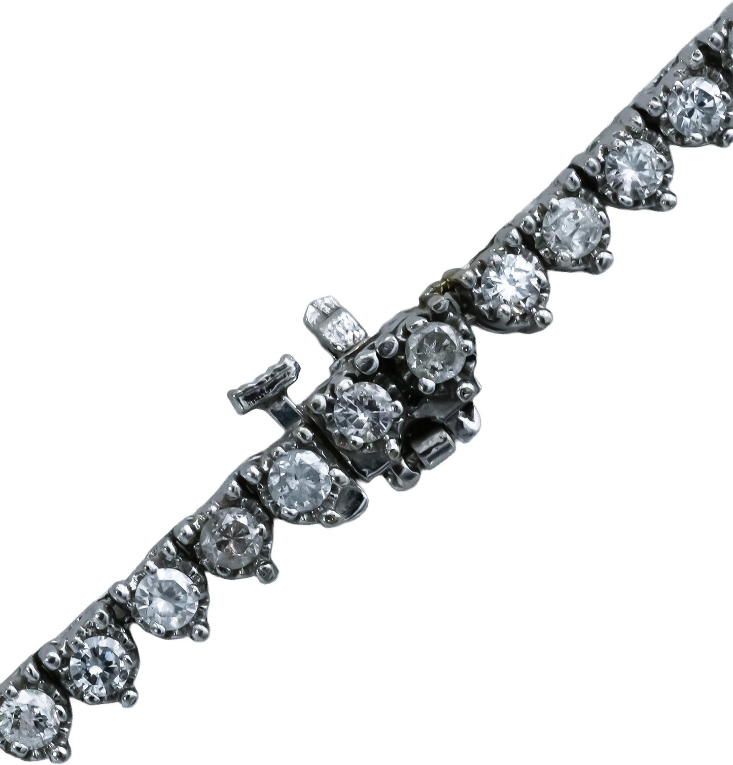 14k White Gold Round Diamond Three Prong Tennis Necklace 11.50CT