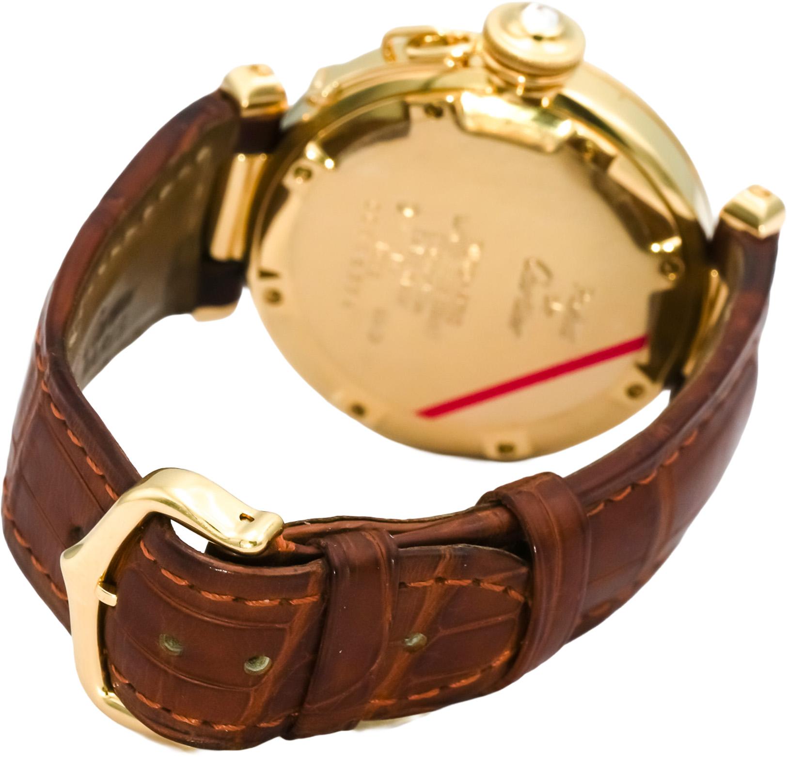 CARTIER 18k Yellow Gold Pasha De Cartier Diamond Dial & Crown Watch Ref 1035