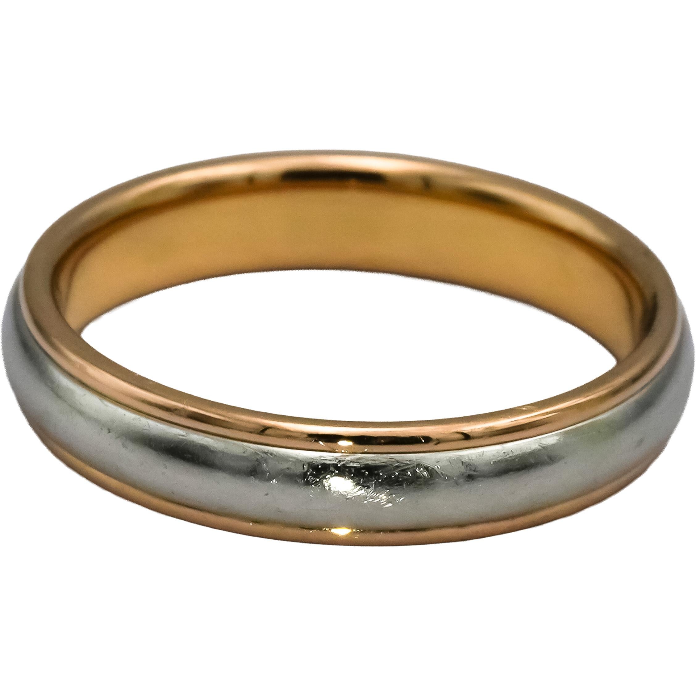 TIFFANY & CO. Platinum & 18k Rose Gold 4mm Wide Band Ring Size 7.5