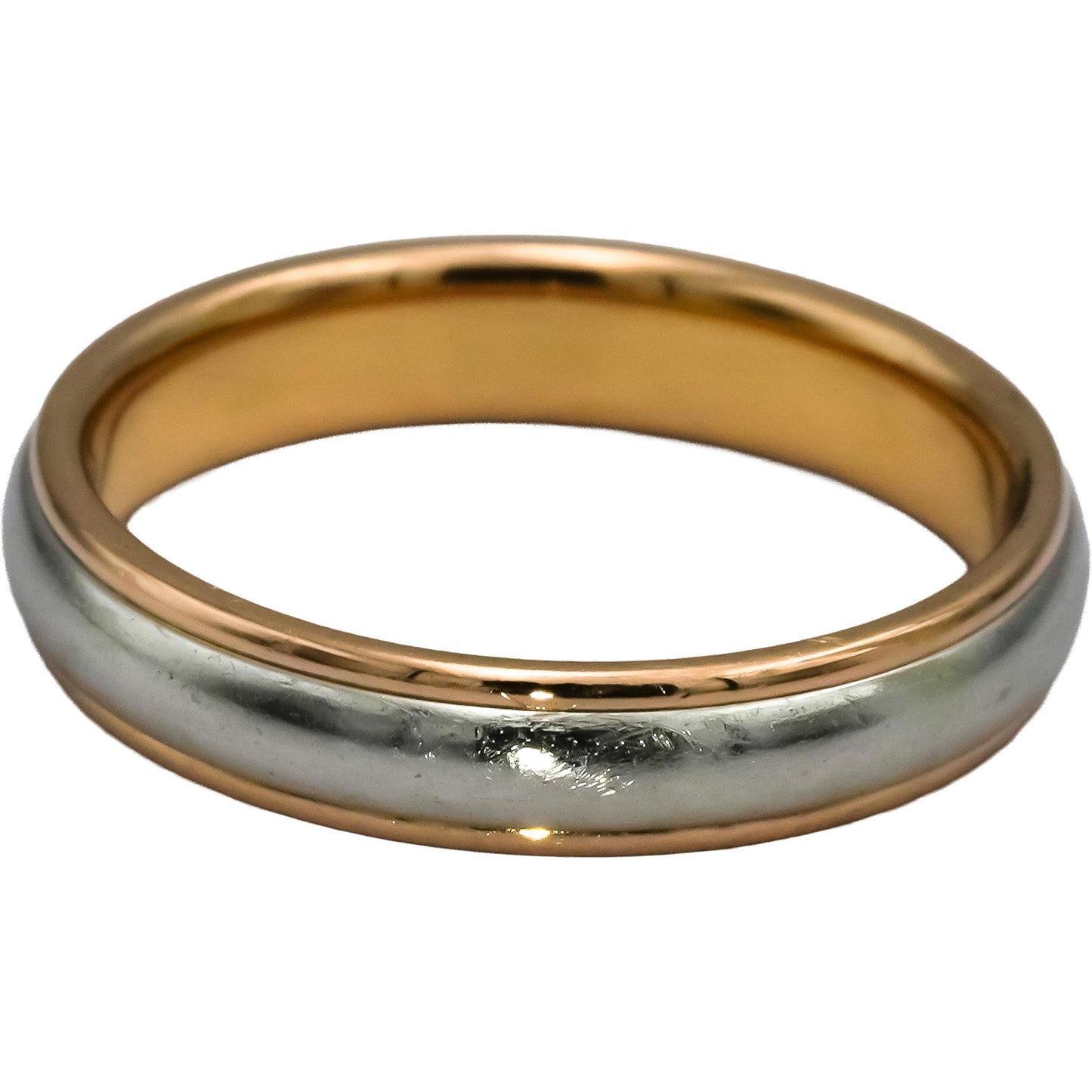 TIFFANY & CO. Platinum & 18k Rose Gold 4mm Wide Band Ring Size 7.5