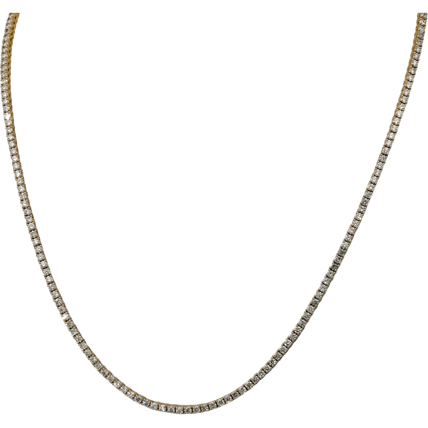 14k Yellow Gold Round Diamond Tennis Necklace 5.81CT