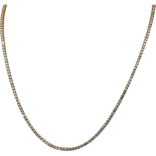 14k Yellow Gold Round Diamond Tennis Necklace 5.81CT