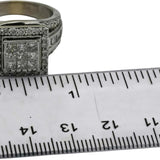 10k White Gold Princess Baguette Round Diamond Cluster Ring 2.0CT Size 8
