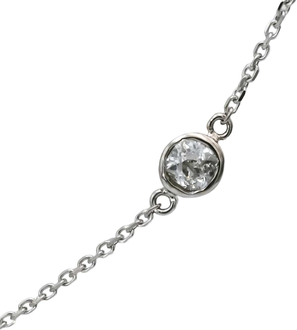 14k White Gold Round Old European Cut Diamond By The Yard Necklace 2.30CT