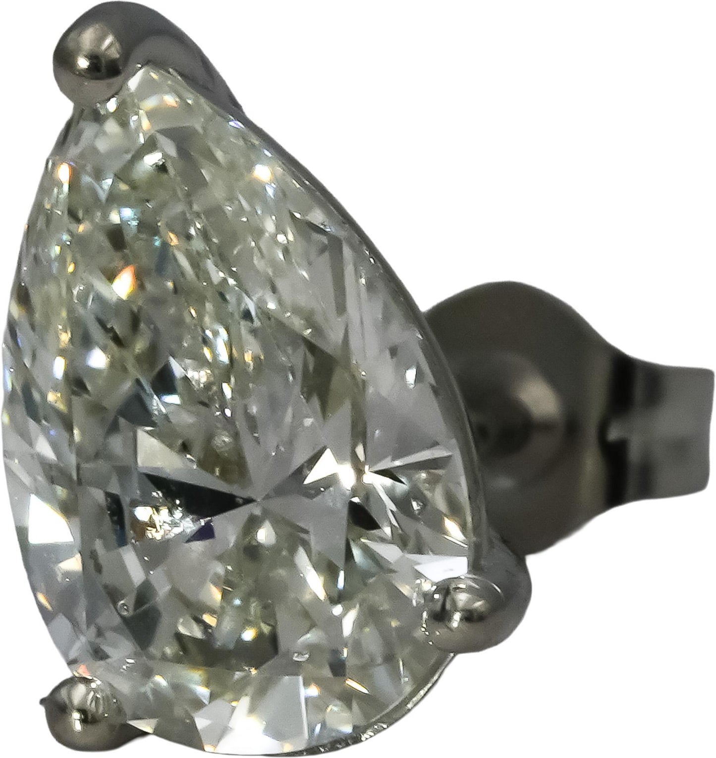 IGI 14k White Gold VVS2-VS1/E-F Pear Cut Lab-Grown Diamond Stud Earrings 3.78CT