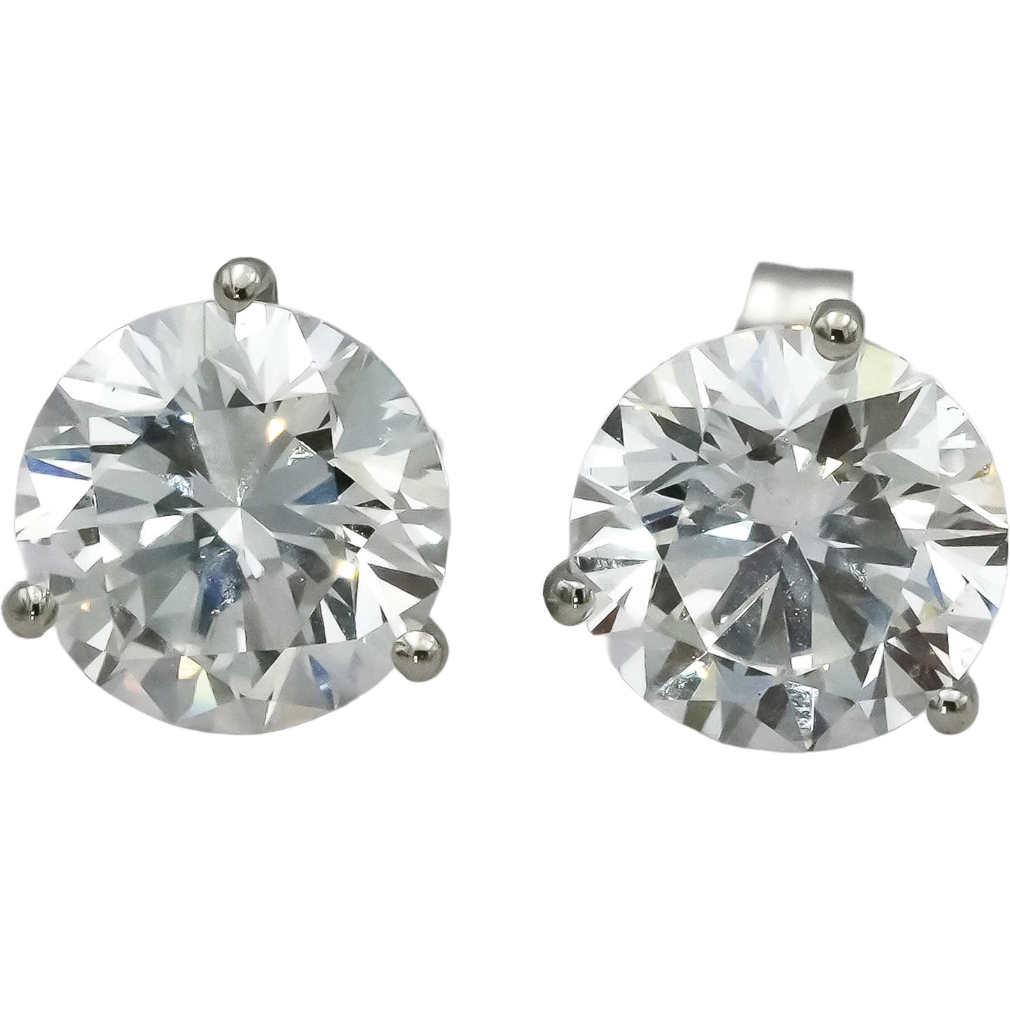14k White Gold VS Round Lab-Grown Diamond Martini Setting Stud Earrings 4.60CT