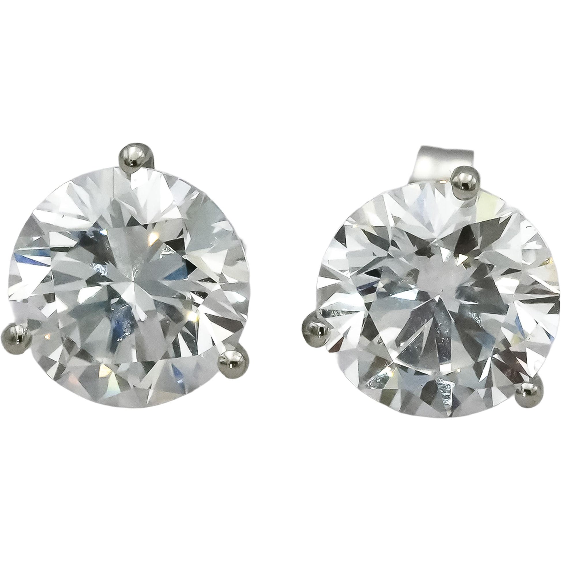 14k White Gold VS Round Lab-Grown Diamond Martini Setting Stud Earrings 4.60CT