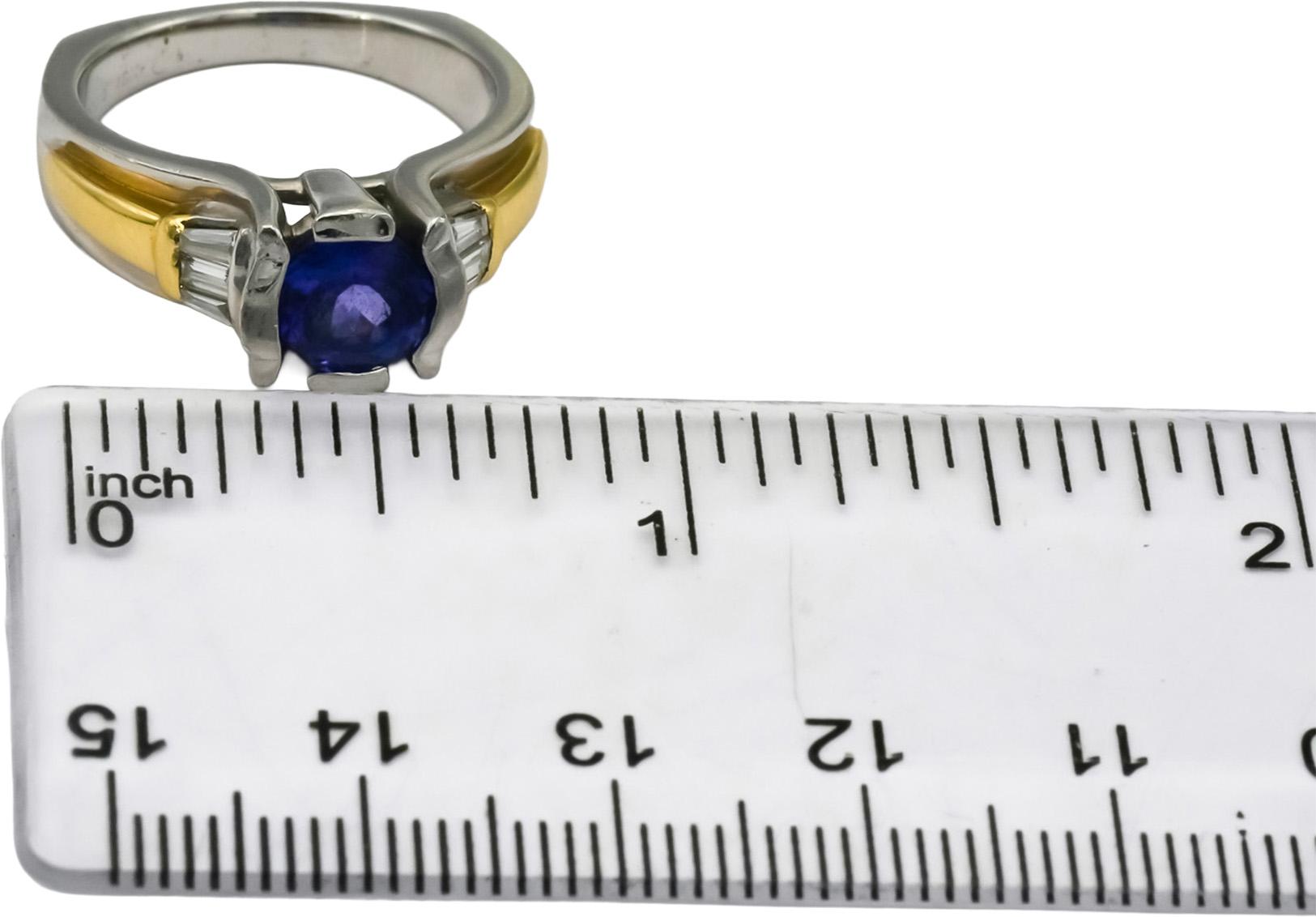 Platinum and 18k Gold VS Diamond and Tanzanite Cocktail Ring 1.70CT Size 7.25