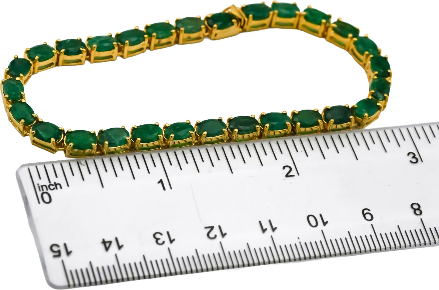 14k Yellow Gold Oval Cut Emerald Tennis Bracelet 11.50CT