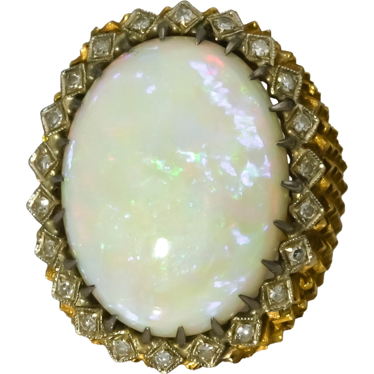 Vintage Antique Retro 18k Yellow Gold Diamond and Opal Ring 9.30CT Size 5.25