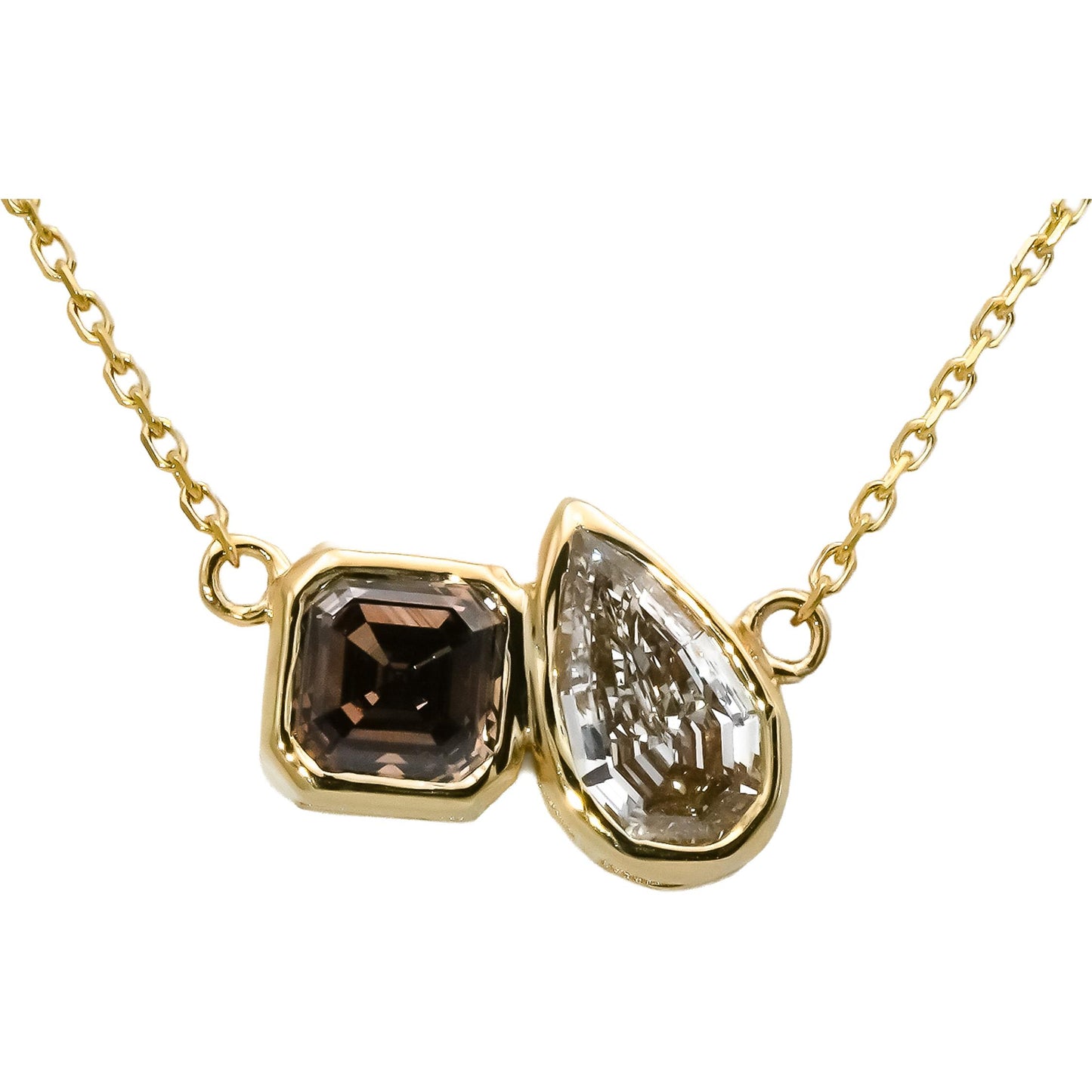 14k Yellow Gold Asscher Step Pear Cut VS Natural Diamond Pendant Necklace 1.92CT