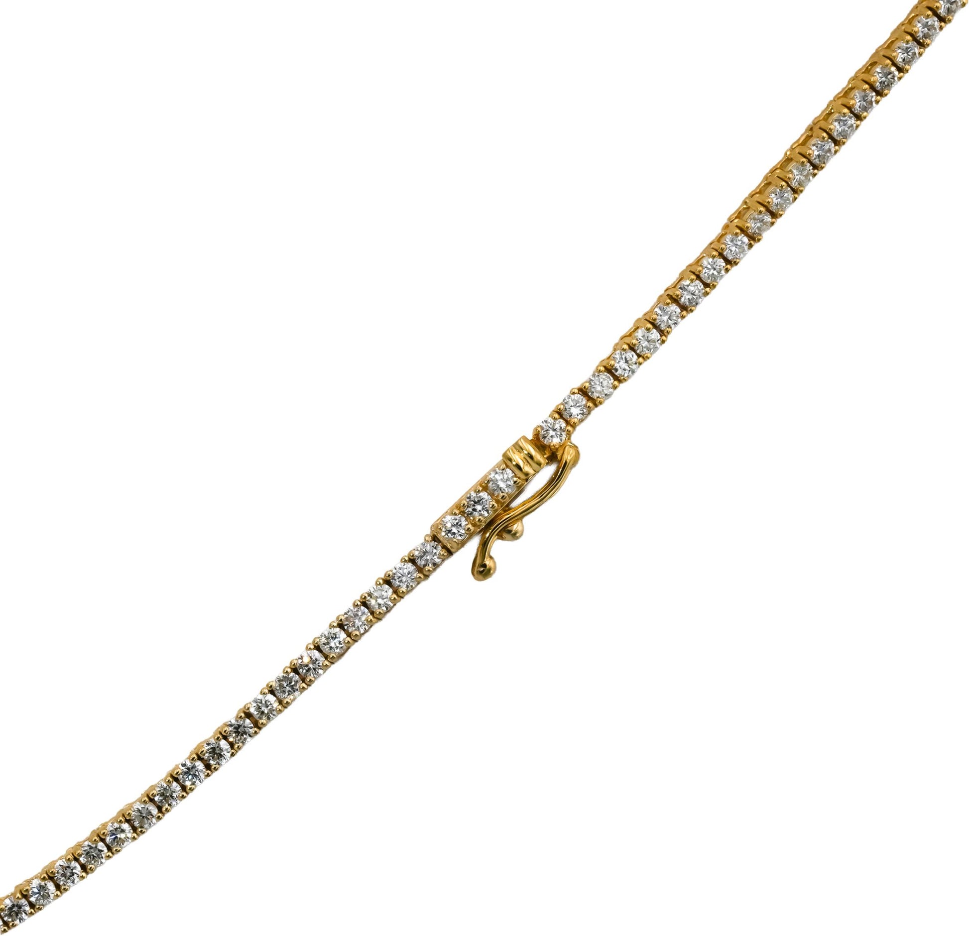 14k Yellow Gold VS Round Diamond Tennis Necklace 5.82CT