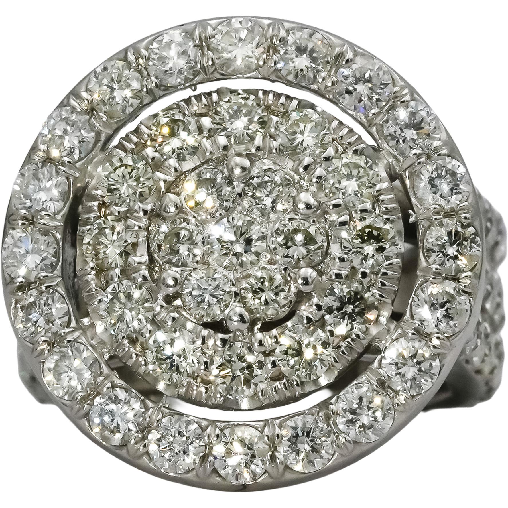 18k White Gold VS Round Diamond Cocktail Ring 3.0CT Size 5