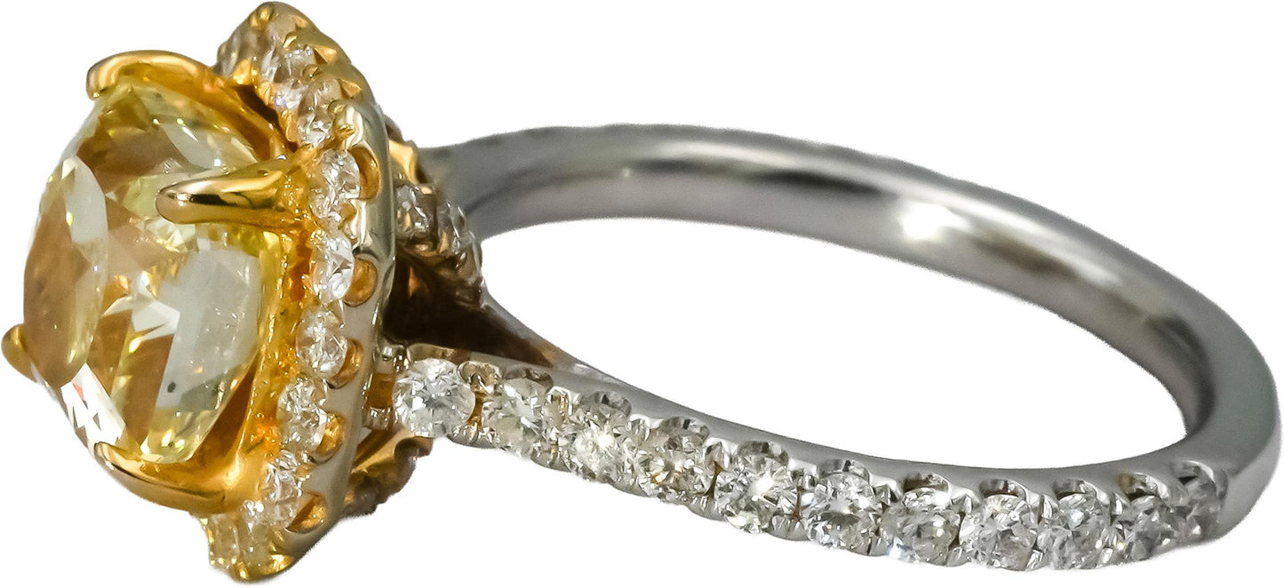 GIA 18k 2-Tone Gold Diamond Engagement Ring 3.76CT w/ 3.01CT Center