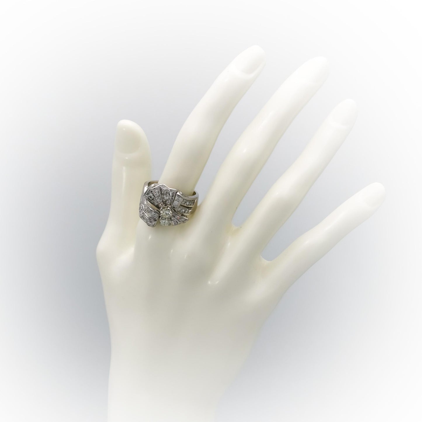 Antique Vintage Platinum Diamond Cocktail Ring 1.33CT Size 9