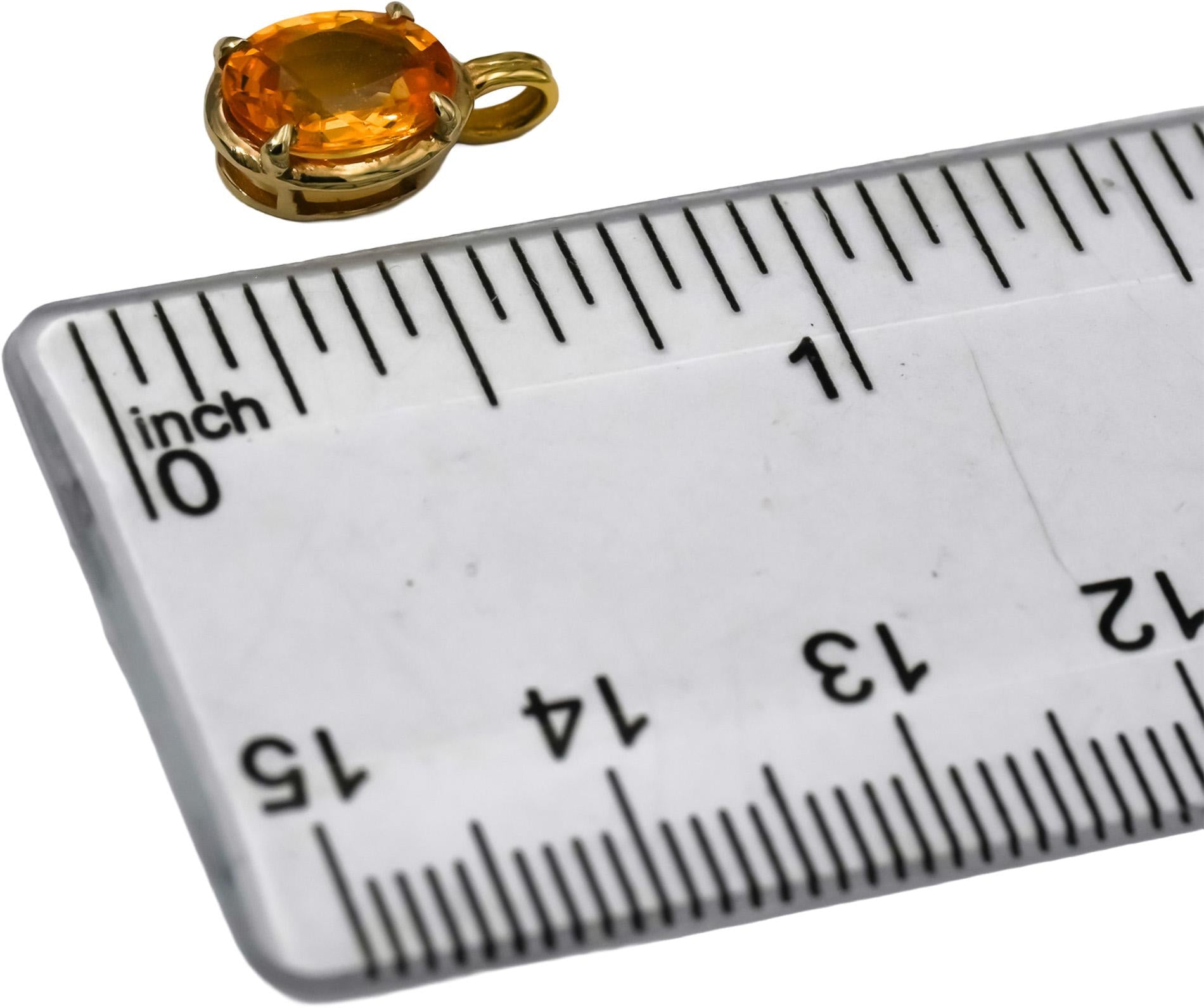 14k Yellow Gold Oval Cut Orange Sapphire Solitaire Pendant 1.50CT