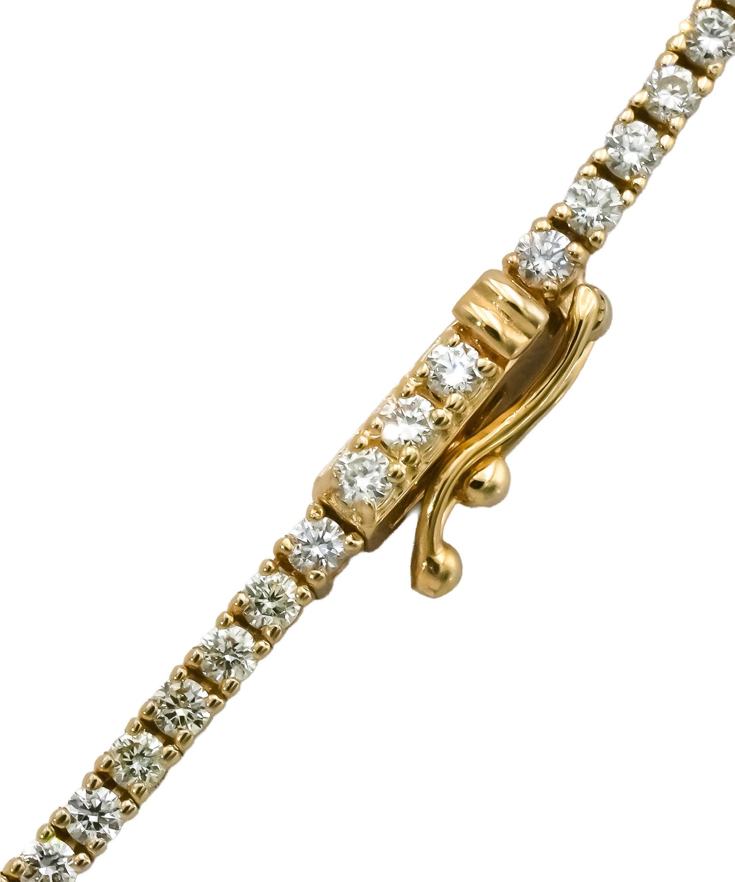 14k Yellow Gold VS Round Natural Diamond Tennis Necklace 4.97CT
