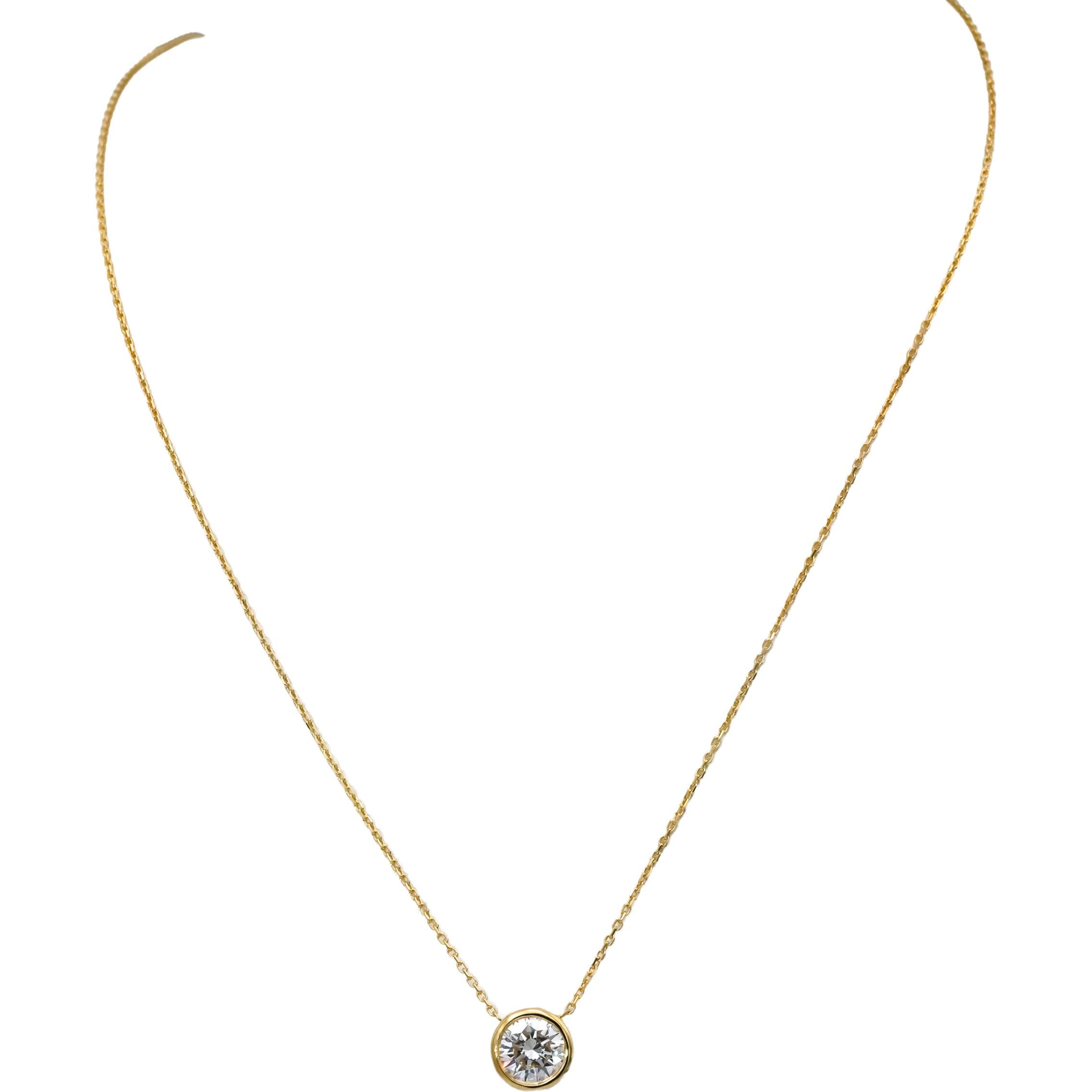 14k Yellow Gold VS Round Lab-Grown Diamond Solitaire Pendant Necklace 1.55CT