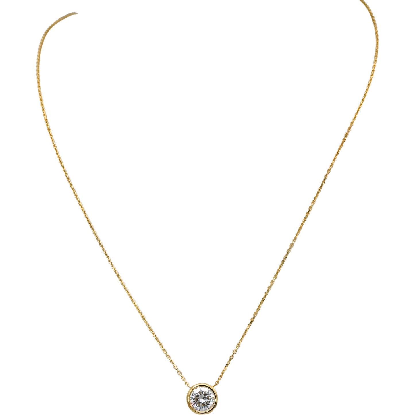 14k Yellow Gold VS Round Lab-Grown Diamond Solitaire Pendant Necklace 1.55CT