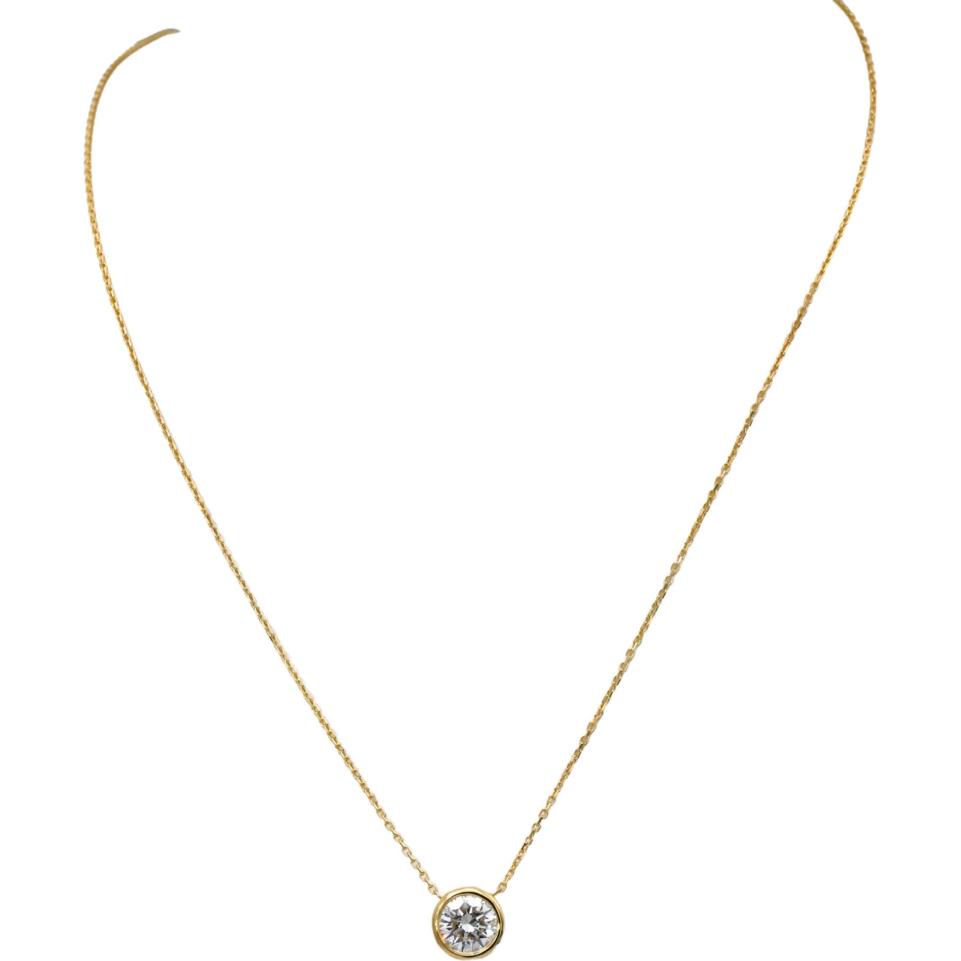 14k Yellow Gold VS Round Lab-Grown Diamond Solitaire Pendant Necklace 1.55CT