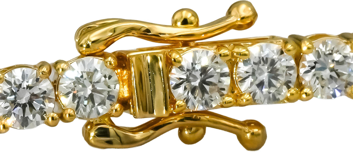 14k Yellow Gold VS Round Natural Diamond Tennis Bracelet 5.69CT