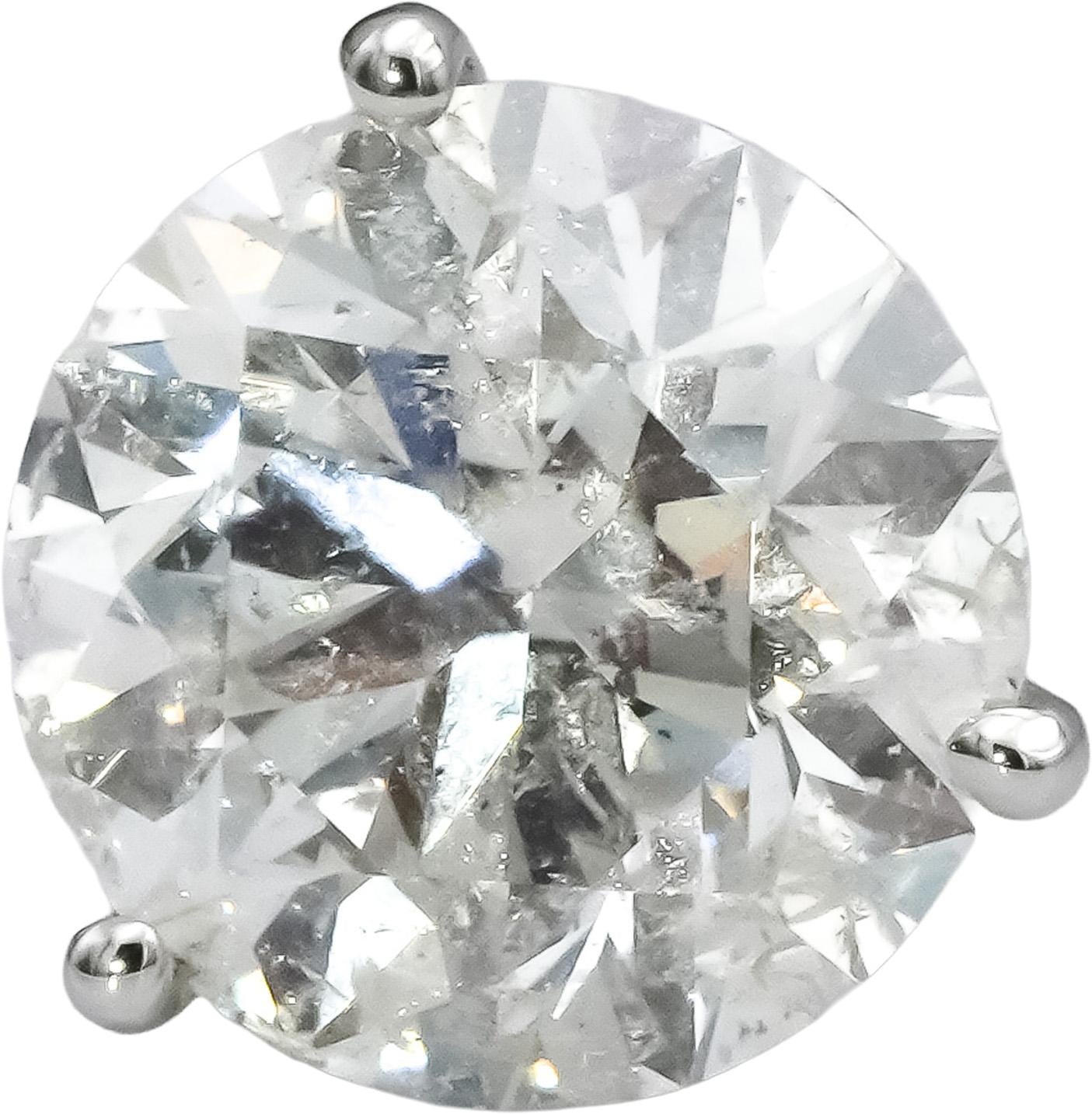 HRD Certified 14k White Gold Round Natural Diamond Martini Stud Earrings 6.03CT