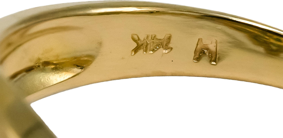 14k Yellow Gold Diamond and Emerald Crown Ring 0.50CT Size 6.25