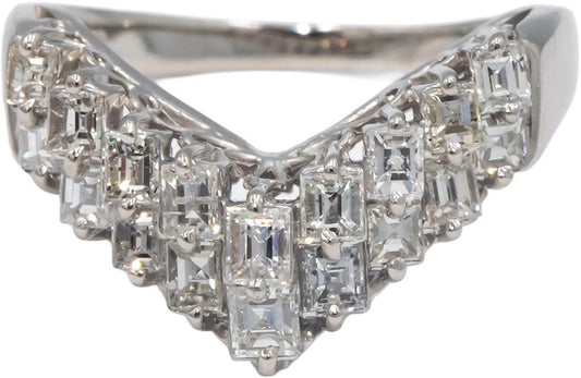 Platinum 1.0CT Baguette  Cut Diamond Cluster Ring Size 6.75