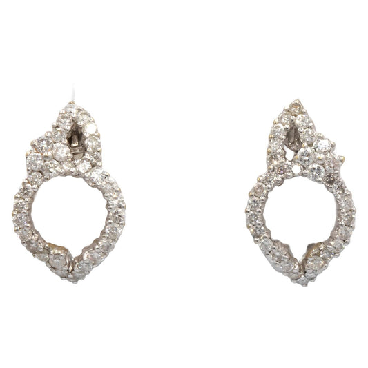 18k White Gold 1.50CT Diamond Curved Huggie Style Earrings