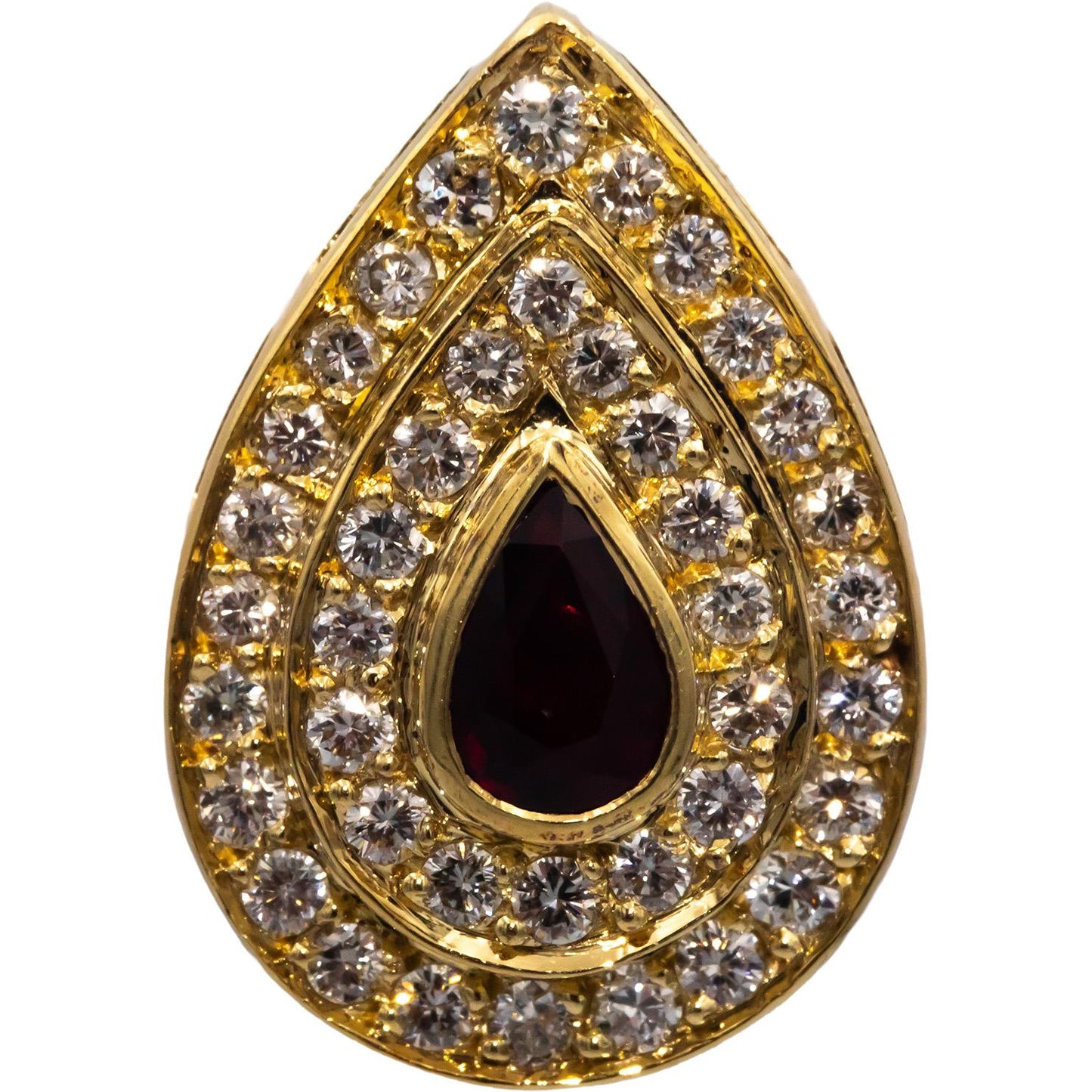 18k Yellow Gold VS Diamond and Ruby Cluster Earrings 6.30CT