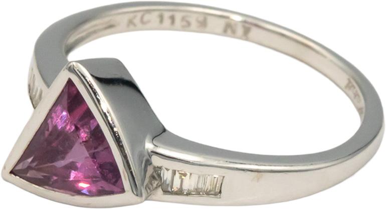 KALATI Designer 14k White Gold 1.60CT Diamond and Pink Sapphire Ring Size 7