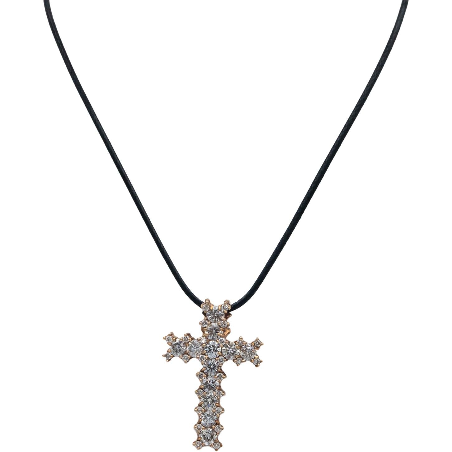 14k Rose Gold Round Diamond Cross Crucifix Pendant Necklace 4.74CT