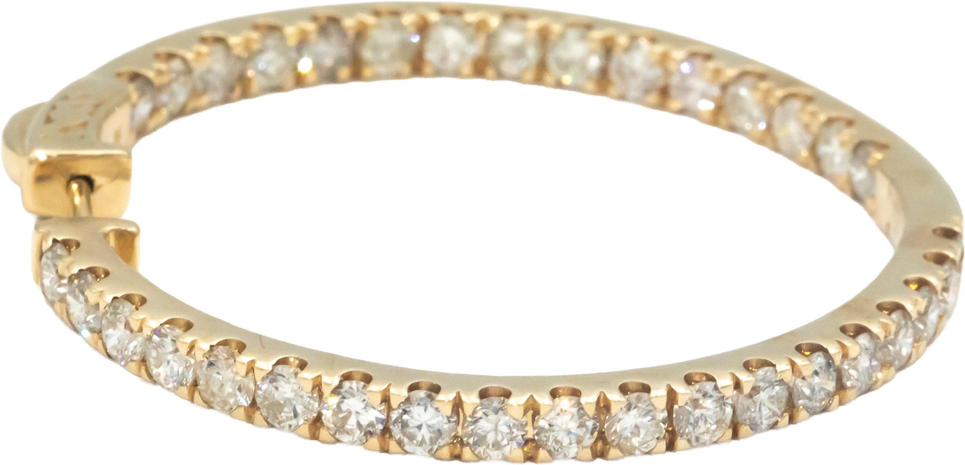 Diamond Round Cut 10k Yellow Gold Inside Out Hoop Earrings 5.0CT