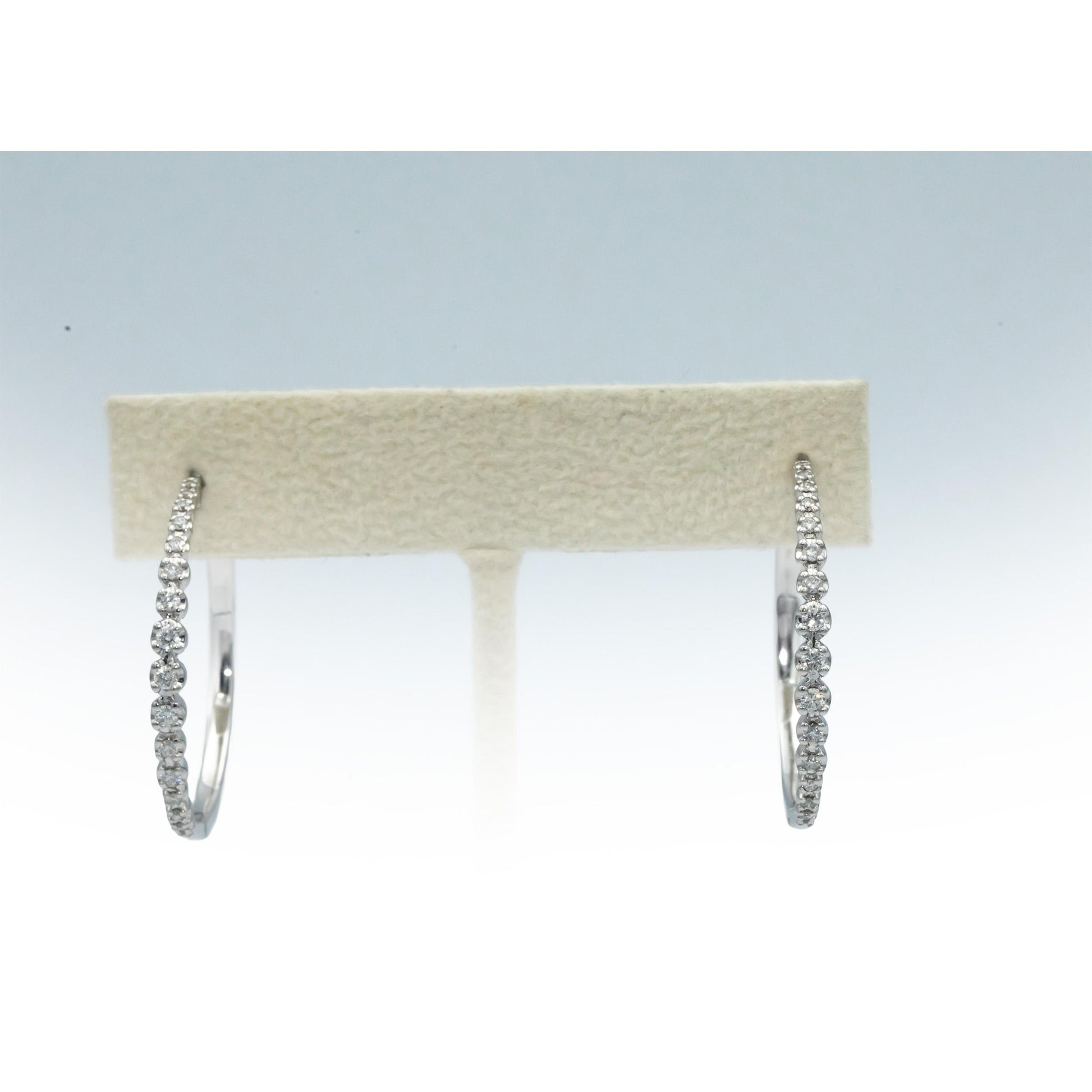 10k White Gold 0.50CT Round Cut Diamond Inside Out Hoop Earrings