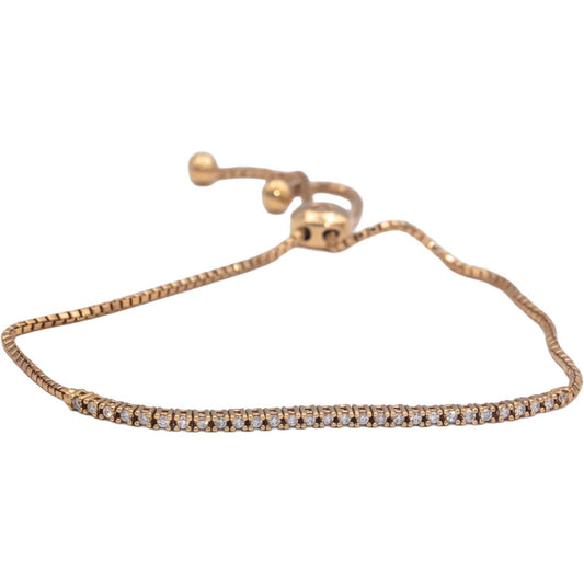 18k Yellow Gold 0.30CT Round Cut Diamond Bolo Bracelet with Adjustable Clasp