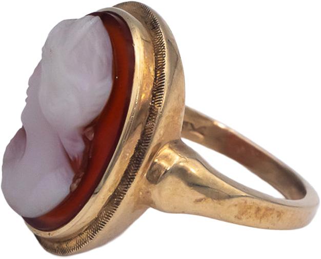 Vintage Antique 10k Yellow Gold Carnelian Cameo Ring Size 5