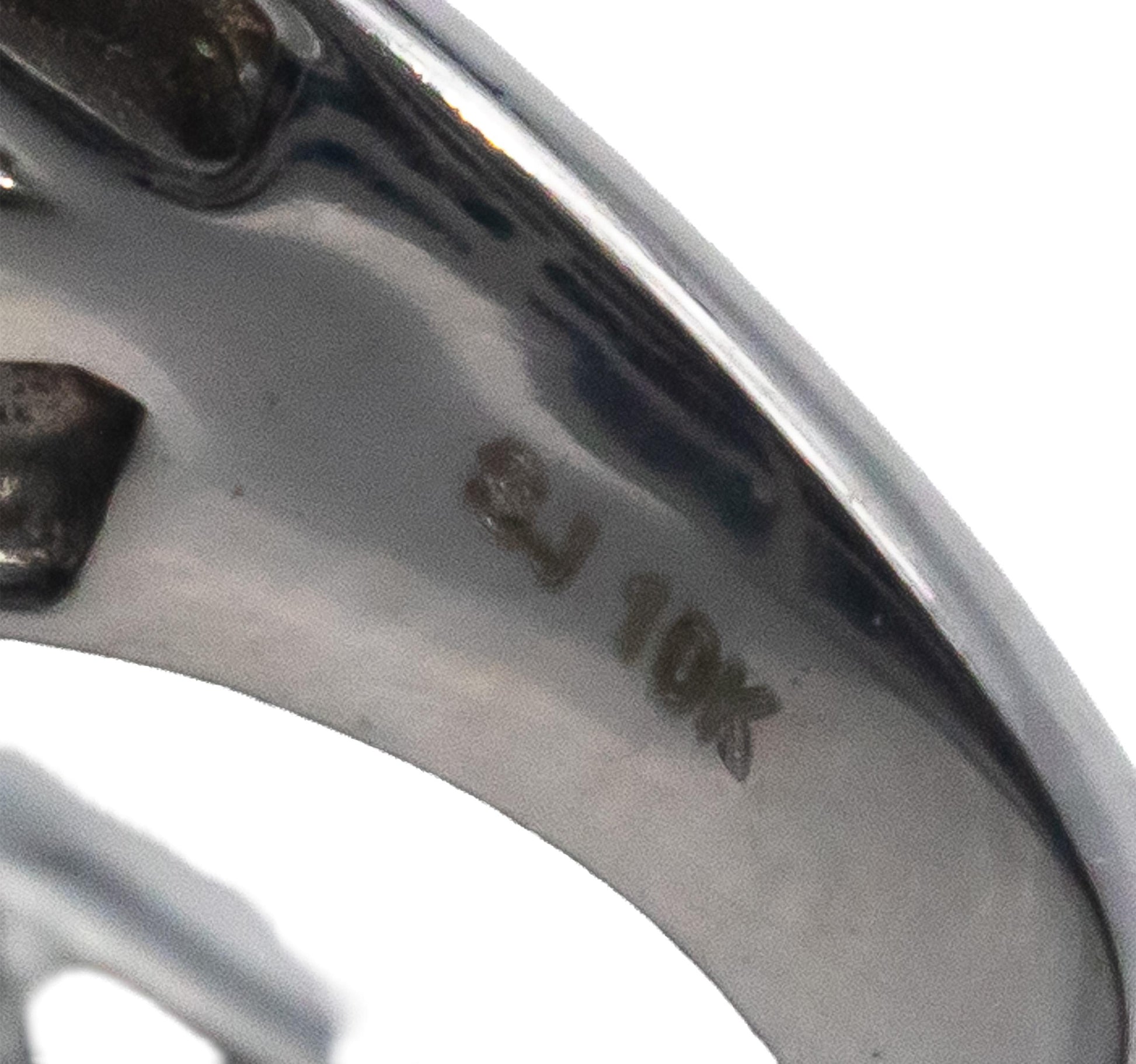 10k White Gold 1.10CT White Brown Black Diamond Wide Band Ring Size 7