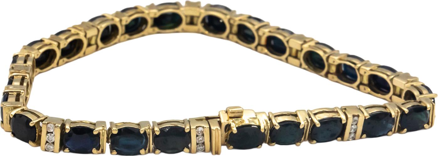 14k Yellow Gold 17.33CT Diamond and Sapphire Line Bracelet