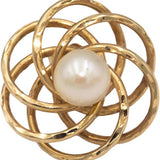 14k Yellow Gold Jewelry 6.2mm Diameter Pearl Stud Swirl Stud Earrings